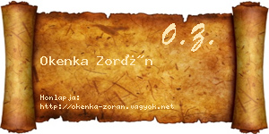 Okenka Zorán névjegykártya